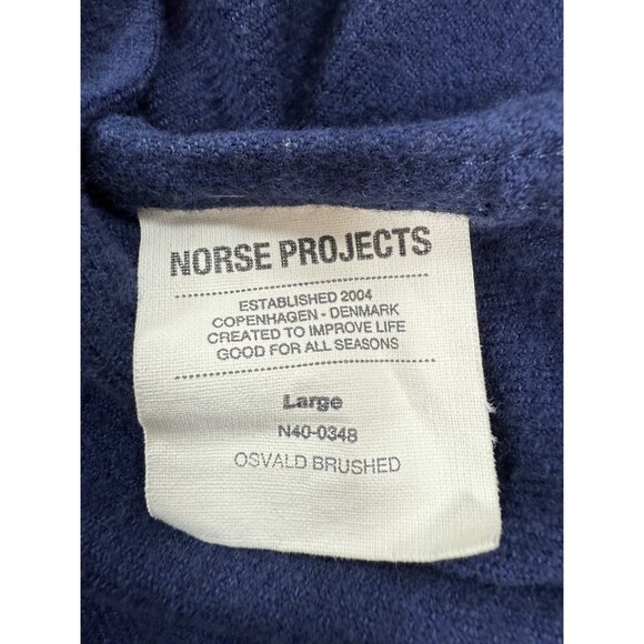 Norse Projects Shirt Mens Size Large Navy Long Sleeve Osvald Brushed Flannel - Picture 7 of 11